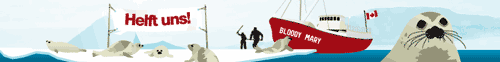 Banner zur Umweltkampagne Stoppt die Robbenjagd